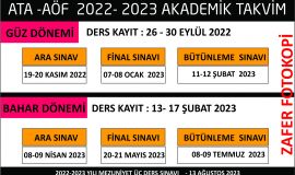 ATA AÖF 2022 2023 AKADEMİK TAKVİM YENİ 